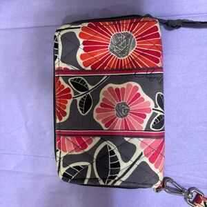 Vera Bradley Red and Pink Floral Wristlet